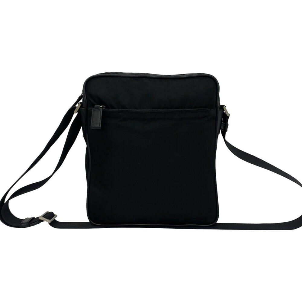 PRADA Prada Triangle Logo Hardware Tessuto Pocono Nylon Saffiano Leather Shou...